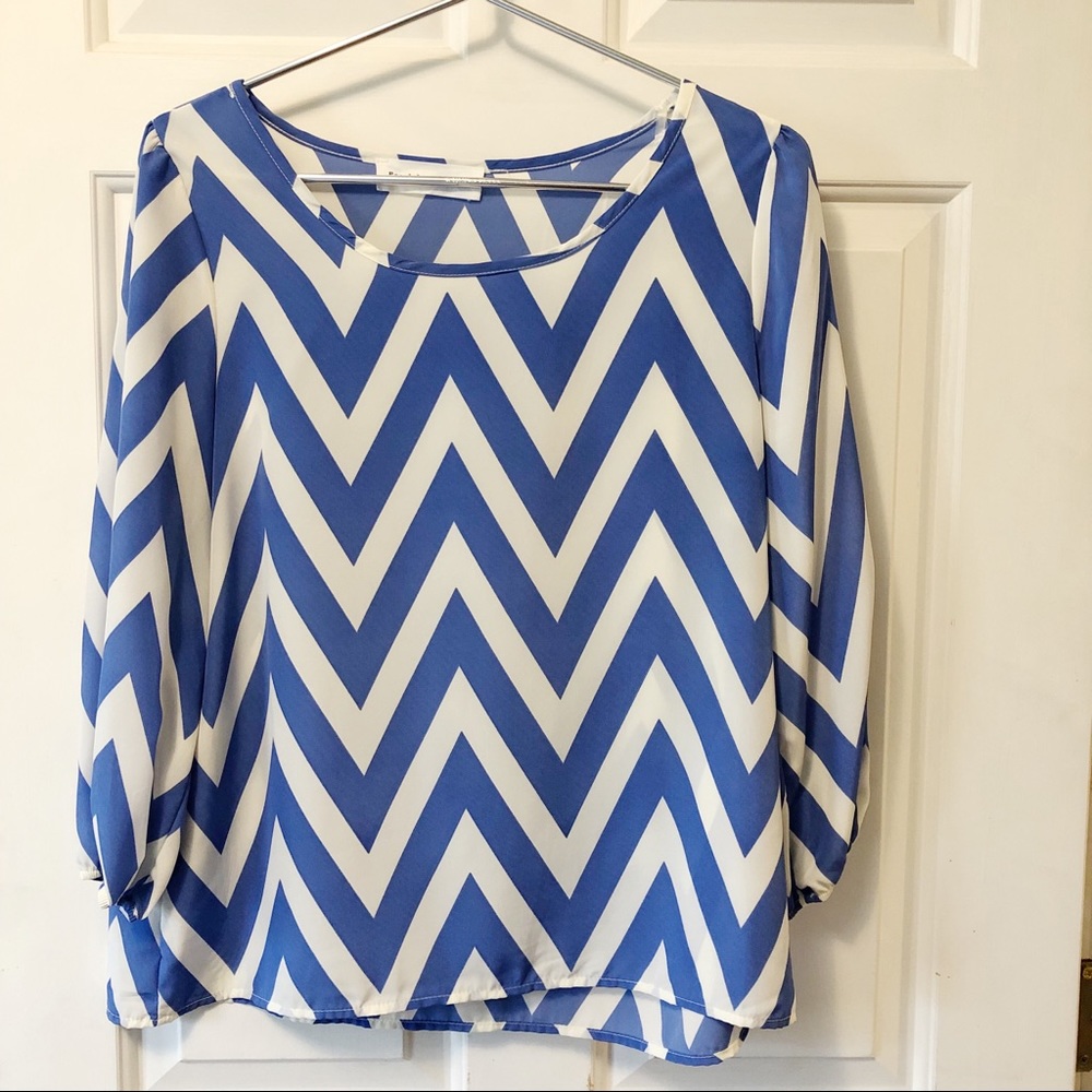Periwinkle Blue Chevron Stripe Blouse